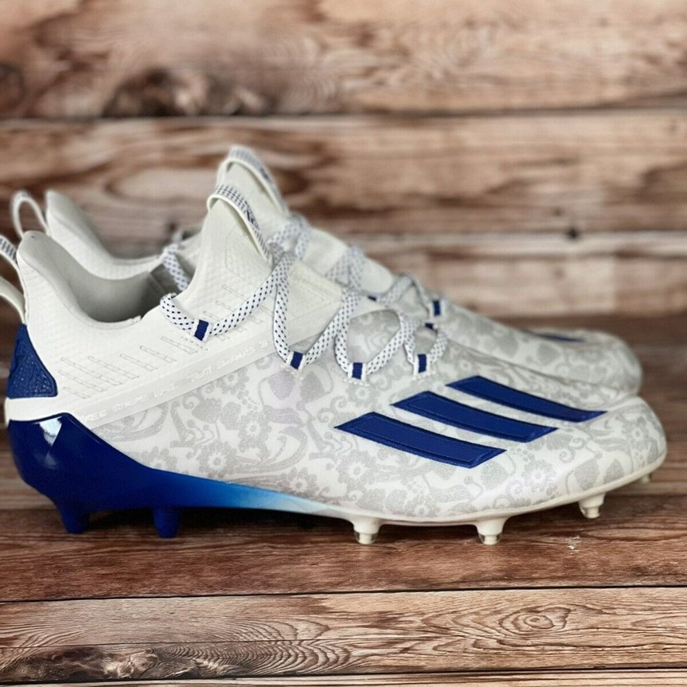 NEW Adidas Adizero Young King Blue White Floral Football Cleats FU6707 Size 13